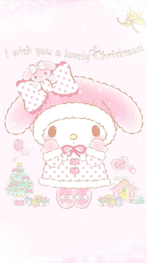 My Melody Christmas Wallpaper, My Melody Christmas, Melody Christmas, Christmas Wallpaper Ipad, Sanrio Wallpapers, Christmas Desktop Wallpaper, A Pink Christmas, Sanrio Stuff, Christmas Desktop