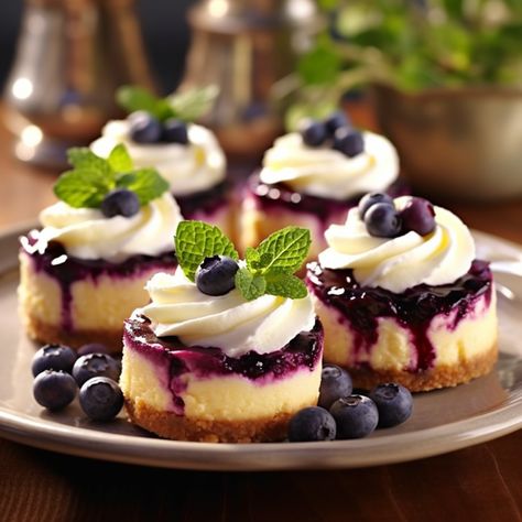 Get inspired this spring with Blueberry-Lavender Cheesecake Minis. Delicately layered with lavender, this blueberry cheesecake sits atop a buttery shortbread crust, exhilarating your taste buds. These mini blueberry cheesecakes guarantee conversation to blossom as you gather for the spring and Easter celebration! Mini Blueberry Cheesecakes, Lavender Cheesecake, Cheesecake Minis, Philadelphia Cream Cheese Recipes, Baking Storage, Blueberry Cheesecake Recipe, Blueberry Lavender, Philadelphia Recipes, Cheesecake Dessert