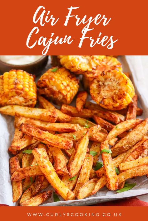 These Air Fryer Cajun Fries are my new obsession. Crisp and crunchy fries coated in my punchy homemade Cajun seasoning. You'll be serving these fries at every opportunity! Cajun Air Fryer Recipes, Homemade Cajun Fries, Cajun Fries Seasoning, Cajun Ranch Fries, Honey Garlic Crawfish Fries, Slow Cooker Cake, Cajun Fries, Lemon Pepper Wings, Homemade Cajun Seasoning