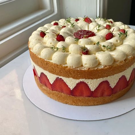 Fraisier - by Sophie Bamford - All Day Cake Fraisier Cake Recipe, Fraisier Cake, Frazier Strawberry Cake, Minimalist Cake Strawberry, Fraisier Cake Design, Elegant Strawberry Cake Design, Strawberry Cakes, Good Food, Cake