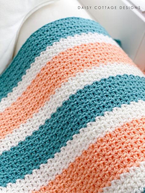 Half Double Crochet V Stitch Crochet Pattern - Daisy Cottage Designs Daisy Cottage Designs, V Stitch Crochet, Daisy Cottage, Crochet Blanket Chevron, Striped Crochet Blanket, Cottage Designs, Crochet Blanket Pattern Easy, Half Double Crochet Stitch, Crocheted Blanket