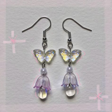 Dangling butterfly earrings * around 2 inches... - Depop Guts Bracelet, Butterfly Earrings Diy, Earrings Fairycore, Jewelry Reference, Pretty Jewelry Necklaces, Earrings Aesthetic, Cute Piercings, Handmade Jewelry Diy, Butterfly Earrings