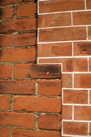 Tuckpointing can upgrade the appearance of an interior or exterior brick structure. Learn all about the process of tuckpointing, and get some tips on... How To Tuck Point Brick, Tuck Pointing Brick, Walk Inspiration, Fireplace Mortar, Brick Restoration, Edwardian Homes, Mortar Repair, Brick Structure, Brick Mailbox