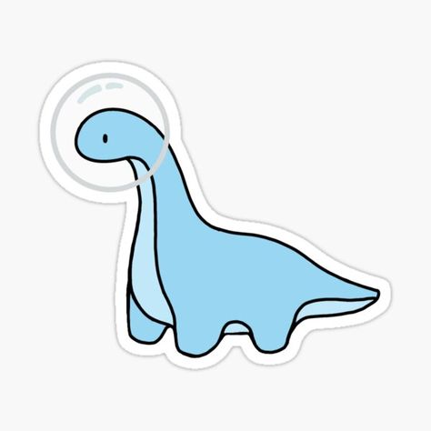 Blue Dinasour, Brontosaurus Drawing, Brachiosaurus Drawing, Light Blue Stickers, Cute Blue Dinosaur, Blue Astronaut, Dinosaur Brontosaurus, Dino Drawing, Astronaut Helmet