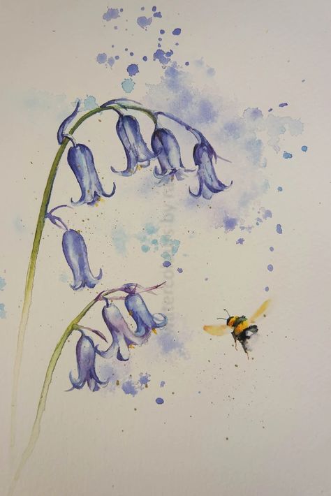 British Bluebells – watercolours by rachel Bluebell Watercolour, Bluebell Painting, Bluebell Tattoo, Spanish Bluebells, Spring Drawing, Blue Bell Flowers, Watercolour Inspiration, Watercolor Paintings Easy, Watercolor Flower Art