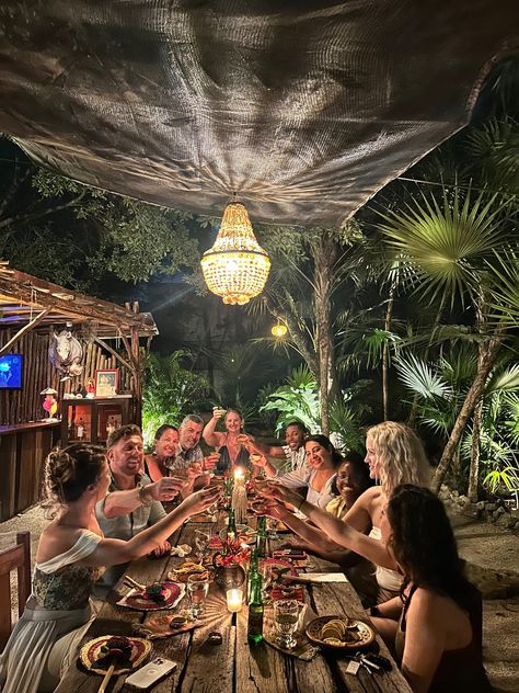 Tulum - Join us for an intimate artisanal mezcal tasting & dinner pairing in our private jungle garden at our home in the center of Tulum Pueblo! Solo travelers, couples & friends are all welcome to our garden where we will prepare a 5-course dinner cooked on the fire paired with 1 ounce tastings of five artisanal, small-batch mezcals sourced from different regions around the country. We create a prix fixe menu using locally sourced ingredients for every experience and are happy to accommodate Tulum Inspired Party, Tulum Party Decor, Tulum Dinner, Tulum Mexico Aesthetic, Tulum Aesthetic, Mezcal Tasting, Tulum Party, Jungle Gardens, Couples Friends