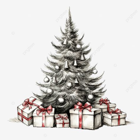 hand drawn festive christmas tree and gifts concept sketch christmas sketch hand drawn christmas c Christmas Present Drawing, Christmas Sketches, Christmas Tree Sketch, Sketch Christmas, Christmas Tree And Gifts, Present Drawing, Fireplace Drawing, Christmas Sketch, Box Png