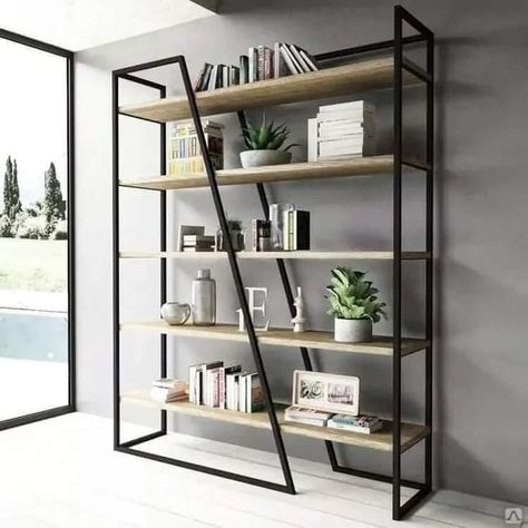 Iron Shelves, Home Office Furniture Design, Store Shelves Design, Steel Furniture Design, Welded Furniture, Loft Furniture, Industrial Design Furniture, Metal Furniture Design, Bookshelf Design