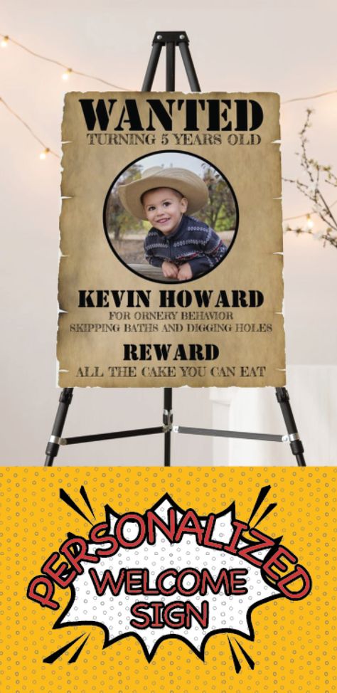 Wanted Poster Birthday foam board welcome sign Add the finishing touch to your western birthday party with a Wanted Poster welcome sign. Edit the text and photo yourself when ordering Foam Board Welcome Sign, Board Welcome Sign, 65 Birthday, Western Birthday Party, Western Birthday, Birthday Welcome Sign, Wanted Poster, 65th Birthday, Diy Funny