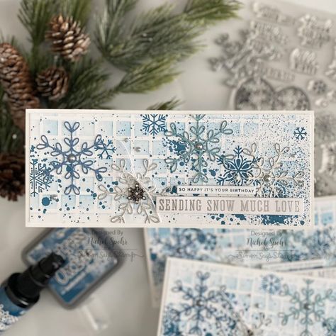 Distress Oxide Spray, Monochromatic Cards, Nichol Spohr, Simon Says Stamp Blog, Snowflake Cards, Birthday Stamps, Winter Birthday, Love Stamps, January 2023