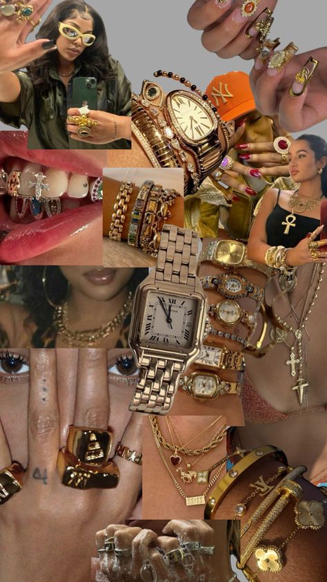 #ilmioprimoshuffle #myfirstshuffle Maxamilist Jewelry Gold, Chunky Jewelry Gold, Accessorized Outfits, Junky Jewelry, Ahs Style, Maximalist Jewelry, Accessorizing Outfits, Chunky Gold Jewelry, Xoxo Jewelry