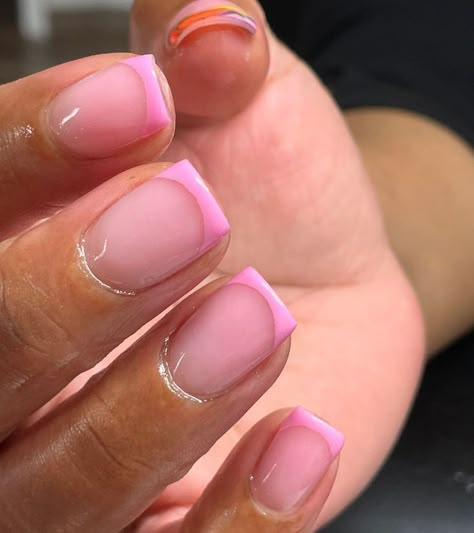 Short Nail Overlay, Nail Overlay Ideas, Pink Nails Square, Overlay Ideas, Nail Overlay, Short Pink Nails, Overlay Nails, Gel Overlay, Acrylic Nail Set