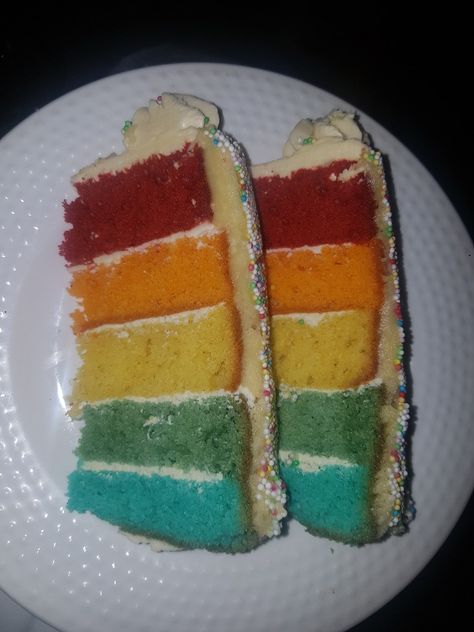 Woolworths rainbow birthday cake - not bad Rainbow Birthday Cake, Rainbow Birthday, Rainbow Cake, December 25, Food Drinks, Abc, Birthday Cake, Rainbow, Drinks