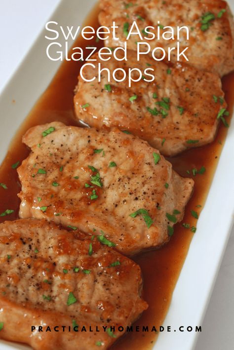 Pork Chops Asian, Sweet Pork Recipe, Asian Pork Chops, Glazed Pork Chops Recipes, Practically Homemade, Salty Food, Homemade Chinese, Sweet Pork, Glazed Pork Chops