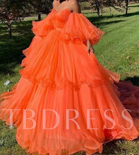 Prom Dresses Off The Shoulder, Orange Prom Dresses, Off Shoulder Evening Dress, Dress Layer, Long Sleeve Prom, Sweetheart Prom Dress, Ball Gowns Prom, Prom Dresses With Sleeves, Prom Dresses Long With Sleeves