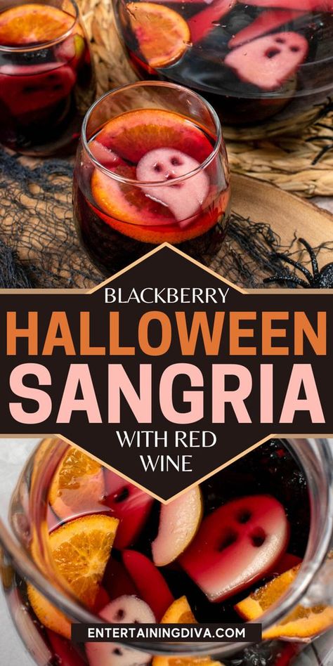 Halloween Sangria, Blackberry Brandy, Blackberry Sangria, Halloween Jello, Halloween Party Drinks, Recetas Halloween, Halloween Drinks Alcohol, Halloween Drink, Halloween Punch