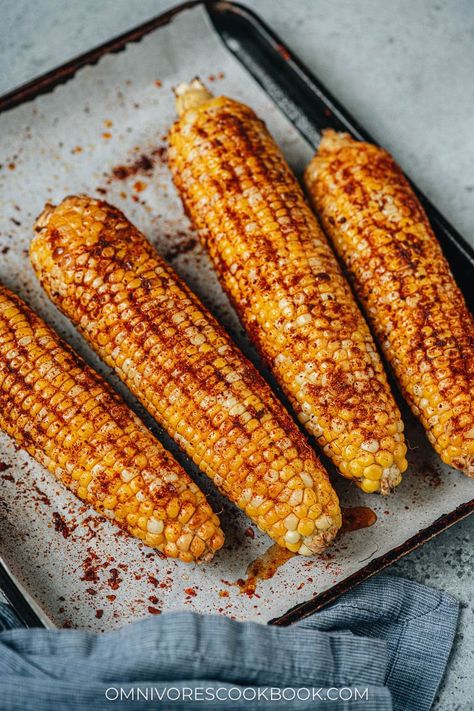 Make perfectly charred and flavorful corn on the cob with this easy air fryer recipe. Enjoy a quicker version of this classic summer side dish with a bold flavor using this recipe! {Vegan, Gluten-Free} Corn Cob, Air Fryer Corn On The Cob, Corn On The Cob Recipes, Corn On The Cob, Seasoned Corn, Fried Corn, Street Corn, Corn On Cob, Summer Side Dishes