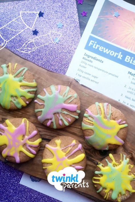 Firework Biscuits, Bonfire Night Eyfs, Firework Activities, Diwali Eyfs, Bonfire Night Activities, Recipe Sheet, 5th November, Themed Treats, Night Activities