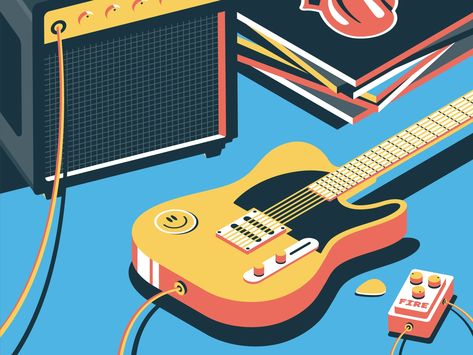 Guitar Graphic Design, Electric Guitar Illustration, Robinhood App, Electric Guitar Art, Guitar Illustration, Guitar Graphic, Music Museum, Guitar Posters, Guitar Art