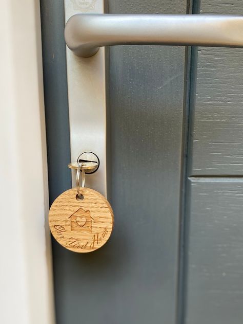 Handmade in our small Cambridgeshire workshop, Our Solid Oak First Home Keyring's are perfect for every first time buyer. A thoughtful housewarming gift for anyone who has successfully purchased their first dream home. We source the finest FSC certified sustainable wood to create the best accessories possible. What better way of keeping keys close than with a beautiful, personal solid oak keyring built to last. * Made from Sustainably sourced Solid Oak. * Approximate measurements: 5cm x 0.9cm th 1st Home, Bar Keychain, Personalised Keyrings, Wood Anniversary, Gift For New Home, Hand Stamped Keychain, First House, Home Handmade, Best Accessories