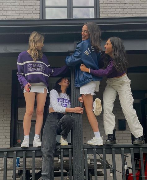 Canada College Outfits, Western University Aesthetic, Western Hoco Outfit, Gcu College Aesthetic, Canada University Aesthetic, Northwestern University Aesthetic, College Athlete Aesthetic, Western Hoco, Nyc Student