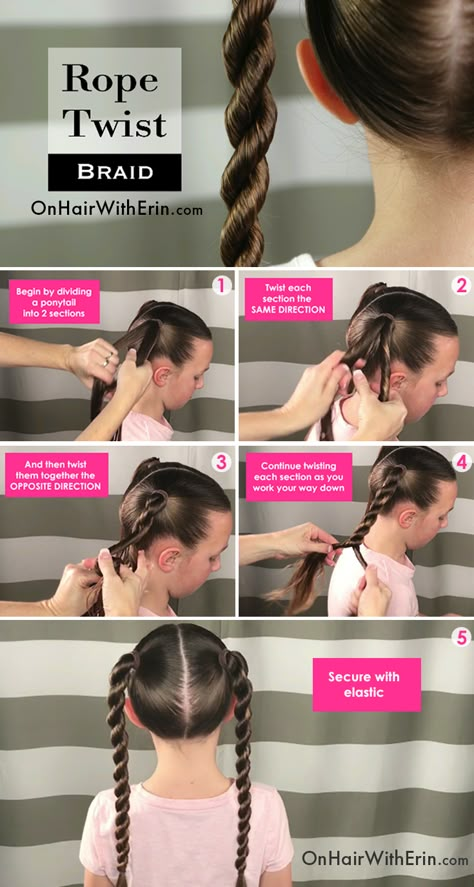 To see my full tutorial head to my You Tube Channel: On Hair With Erin Twist Braid Tutorial, Easy Lazy Hairstyles, Braids Diy, Rope Twist Braids, Kids School Hairstyles, Braids Step By Step, Easy Hairstyles For Kids, Kid Hair, Twist Braid