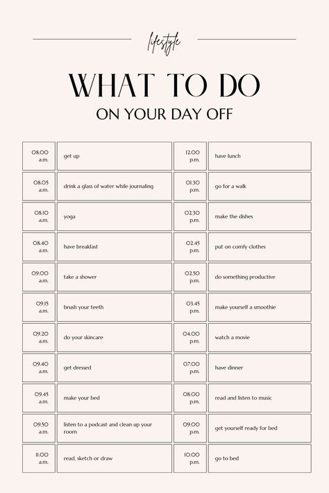 How To Plan Your Week To Be Productive, Productive Day Plan, Day Off Schedule, Whole Day Study Routine, How To Plan My Day, What To Do On Day Off, What I Do In A Day, What To Do In A Day, How To Plan Your Week