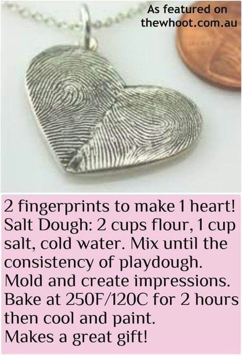 Fingerprint heart necklace & dough recipe.  ♡ this Homemade Gifts For Boyfriend, Diy Gifts To Make, Diy Gifts For Mom, Wedding Day Gifts, Diy Mothers Day Gifts, Navidad Diy, Cadeau Diy, Groundhog Day, Diy Gifts For Boyfriend