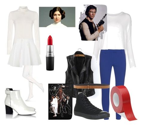 Disneybound//Star Wars//A New Hope//Princess Leia Organa & Han Solo by theghostmuse on Polyvore featuring Part Two, Majestic Filatures, Altuzarra, Hue, Topshop, Converse, Proenza Schouler, Incotex, MAC Cosmetics and disneybound Princess Leia And Han Solo, Leia And Han, Star Wars Disneybound, Star Wars A New Hope, Star Wars Fashion, Disney Bound Outfits, Leia Organa, Run Disney, Han Solo