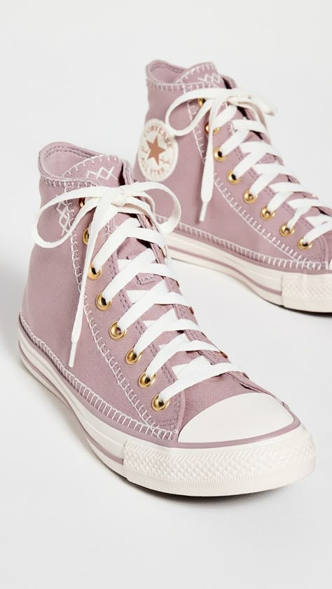 Converse Chuck Taylor All Star Stitch Sneakers | Shopbop Pretty Converse High Tops, Converse With Designs, Limited Edition Converse, Cute High Top Converse, Aesthetic Sneakers For Women, Cute Preppy Shoes, Converse Stitching, Boho Converse, Stitched Converse