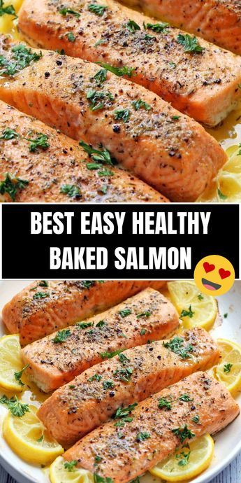 Baked salmon is primarily made of fresh salmon fillets, seasoned with herbs, spices, and some oil or butter. Common seasonings include lemon, garlic, dill, and parsley. The simplicity of the ingredients allows the salmon's natural flavor to shine. Quick, easy, and bursting with flavor! #BakedSalmon #HealthyMeals #HoneyMustardSalmon #SimpleRecipes #NutritiousChoices Pasta Recipes Salad, Salmon Baked, Lemon Garlic Salmon, Baked Salmon Recipe, Baked Fish Recipes, Dinner Simple, Clean Eating Lunch And Dinner Recipes, Fresh Salmon, Easy Salmon Recipes