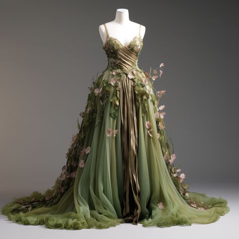 "Ivy": Fairy Gown, Forest Dress, Green Wedding Dresses, Fairy Wedding Dress, Nature Dress, Fairy Wedding, Fantasy Dresses, Theme Dress, Fantasy Gowns