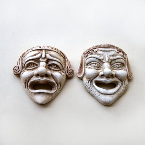 Greek Drama Masks, Greek Theatre Masks, Theatre Symbol, Greek Masks, Primordial Gods, Comedy And Tragedy Masks, Ancient Greek Theatre, Theater Masks, Theater Mask