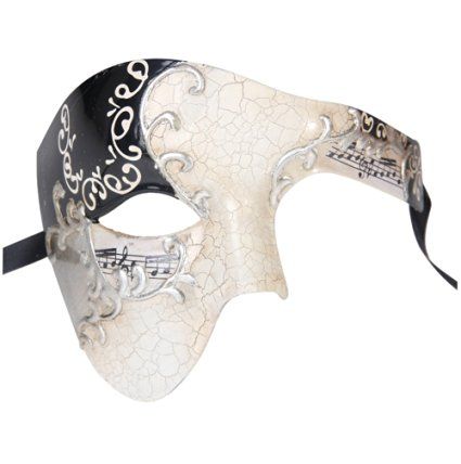 Luxury Mask Half Face Mask Masquerade Phantom Of The Opera One Size Silver/Black Half Face Masquerade Mask, Face Mask Masquerade, Phantom Of The Opera Mask, Mask Half Face, Phantom Mask, Masquerade Ball Masks, Luxury Mask, Mens Masquerade Mask, Opera Mask