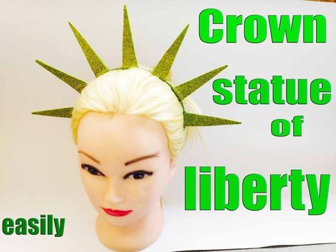 Statue Of Liberty Headband, Statue Of Liberty Crown Diy, Diy Statue Of Liberty Crown, Diy Statue Of Liberty Costume, Statue Of Liberty Crown, Miss Congeniality, Headband Crafts, Headpiece Diy, Diy Crown