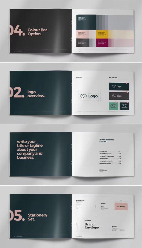 Black and Green Brand Guideline Brochure Layout InDesign Brand Guidelines Book Layout, Brand Booklet Design, Brand Guidelines Design Layout, Brand Manual Layout, Brand Book Layout, Brand Book Design Inspiration, Corporate Design Manual, Booklet Design Layout, Brand Book Design