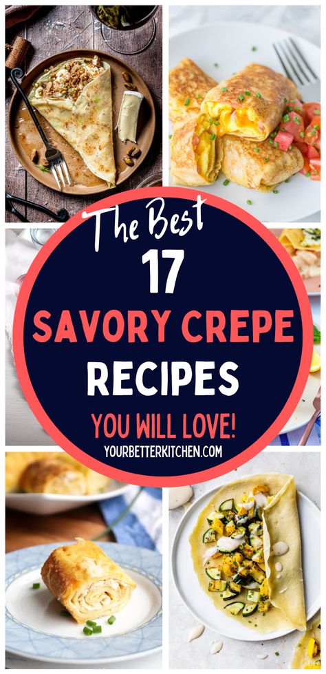 Filled Crepes Savory, Crepes Recipe Easy Savory, Things To Put In Crepes, Vegetarian Crepe Filling, Best Savory Crepe Recipe, Main Dish Crepe Recipes, Crepe Recipe Breakfast, French Savory Crepes, Crepe Recipe Dinner Dishes