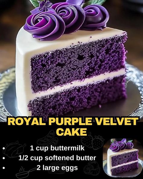 Royal Purple Velvet Cake Bus Quick Velvet Crumb Cake, Purple Red Velvet Cake, Blue Velvet Cake Recipe, Purple Velvet Cake With Cream Cheese Icing, Purple Velvet Cupcakes, Purple Velvet Cake, Lemon Velvet Cake Divas Can Cook, Purple Velvet Cakes, Blue Velvet Cake