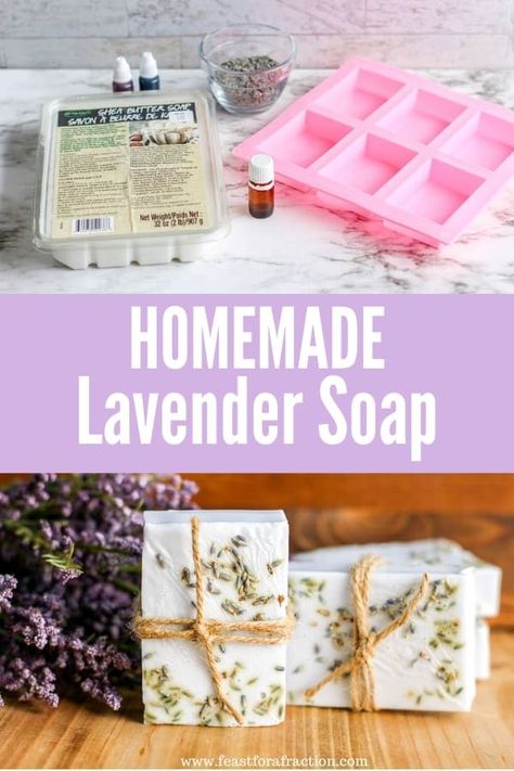 Diy Soap Lavender, Lavender Centerpieces, Easy Soap Recipes, Lavender Soap Bar, Lavender Recipes, Handmade Soap Recipes, Diy Soaps, Melt And Pour Soap, Soap Recipe