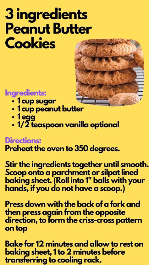 Easy Peanut Butter Cookies 3 Ingredients, Recipe For Peanut Butter Cookies, Three Ingredient Peanut Butter Cookies, 3 Ingredient Peanut Butter Cookies, Cooking Mistakes, Homemade Peanut Butter Cookies, 3 Ingredient Cookies, Cookie Recipes Chewy, Biscuits Diététiques