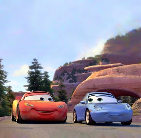 Lightning Mcqueen And Sally Matching Pfp, Lighting Mcqueen And Sally Couple, Lightning Mcqueen And Sally Wallpaper, Cars Couple Wallpaper, Mcqueen And Sally Wallpaper, Pixar Cars Aesthetic, Sally And Lightning Mcqueen, Lightning And Sally, Lightning Mcqueen Aesthetic