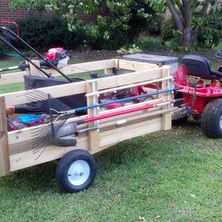 Lawn Tractor Trailer, Utility Trailer Upgrades, Lawn Trailer, Trailer Upgrades, Garden Tractor Attachments, Lawn Mower Trailer, Lawn Mower Tractor, Trailer Diy, Car Part Furniture