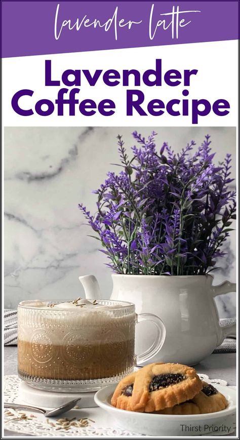 This lavender coffee recipe is so easy to make with only three ingredients. Make your own lavender coffee and lavender latte recipe at home. #lavendercoffee #lavenderlatte Lavender Coffee Creamer, Lavender Foam Recipe, Lavender Coffee Recipes, Coffee Additives, Cappuccino Recipes, Lavender Latte Recipe, Coffee Maker Recipes, Speciality Coffee Recipes, Lavender Coffee