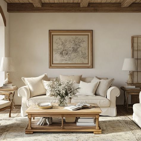 French Country Living Room Styling - Recipes Time French Country With Leather Sofa, French Country Inspired Living Room, French Country Living Room Colors, French Ranch Style Homes, Home Decor Ideas French Country, Living Room Pottery Barn, Rustic French Country Living Room, Modern French Country Living Room, French Country Living Room Decor Ideas