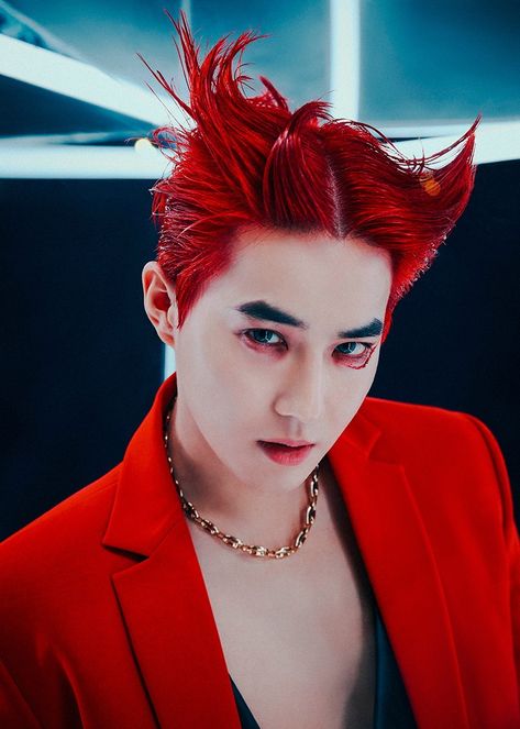 EXO's Suho faces his doppelganger in 'Obsession' teasers | allkpop Exo Obsession, Fiery Red Hair, Exo Official, Exo Album, Exo Suho, Exo Lockscreen, Baekhyun Chanyeol, Kim Junmyeon, Kim Jongdae