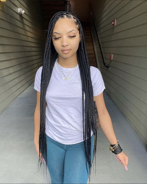 Box Braids Side Part, Side Part Box Braids, Side Part Braids, Braids Side, Women Cornrows, Black Kids Braids Hairstyles, Braided Hairstyles For Black Women Cornrows, Big Box Braids Hairstyles, Hair Business