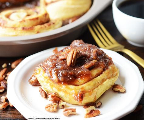 Want to amp up those store-bought cinnamon rolls? Make these Pecan Pie Cinnamon Rolls and watch them transform into something to rave about! Traditional Pumpkin Pie Recipe, Classic Pumpkin Pie Recipe, Cinnamon Rolls From Scratch, Pecan Pie Filling, Thanksgiving Breakfast, Pie Tops, Fall Breakfast, Pumpkin Pie Recipes, French Toast Recipe