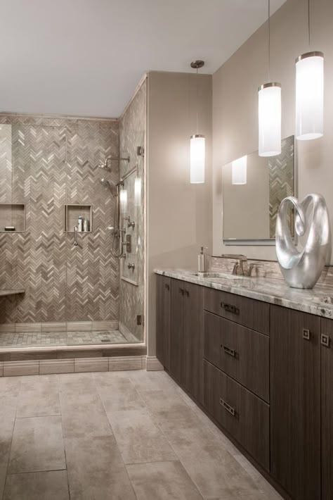 Creating a Stylish Taupe Bathroom Decor Espresso Bathroom Cabinets Decor, Taupe Vanity Bathroom Ideas, Light Brown Bathroom Walls, Brown Bathroom Flooring, Taupe And Gray Bathroom, Bathroom Taupe Tile, Gray And Brown Bathroom Ideas, Bathroom Remodel Neutral Color Schemes, Brown Marble Bathroom Ideas