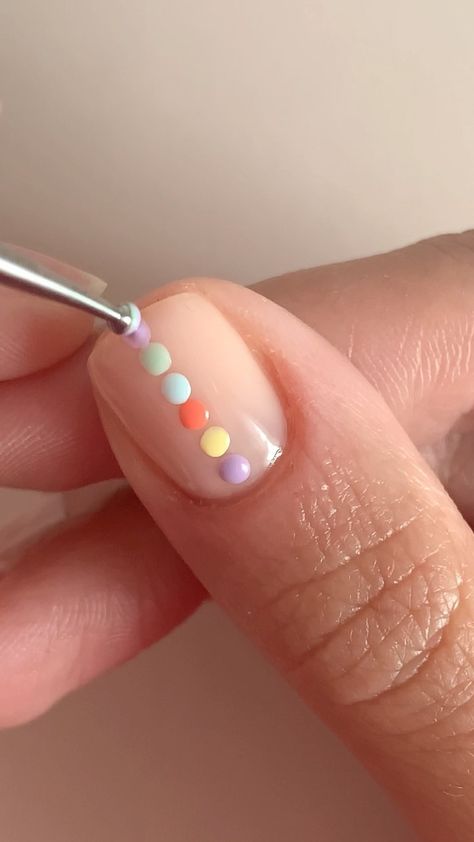 How To Do Dots On Nails, Dot Work Nail Art, Nail Dotting Designs, White Nails With Dots, Nail Dot Art, Nail Designs With Dots, Nail Ideas Easy At Home, Nails With Dots Simple, Dots On Nails