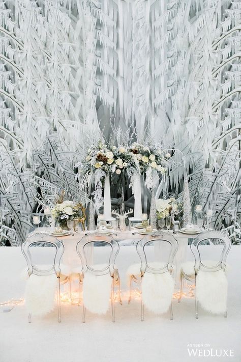 WedLuxe – The Ice Queen: Winter Wedding Wonderland Inspiration | Photography By: Crystal Hahn Photography Follow @WedLuxe for more wedding inspiration! Winter Wonderland Wedding Reception, Winter Wonderland Wedding Decorations, Wonderland Wedding Decorations, Winter Wonderland Wedding Theme, Wonderland Wedding Theme, 21 Diner, White Winter Wedding, Snow Wedding, Rustic Wedding Decorations